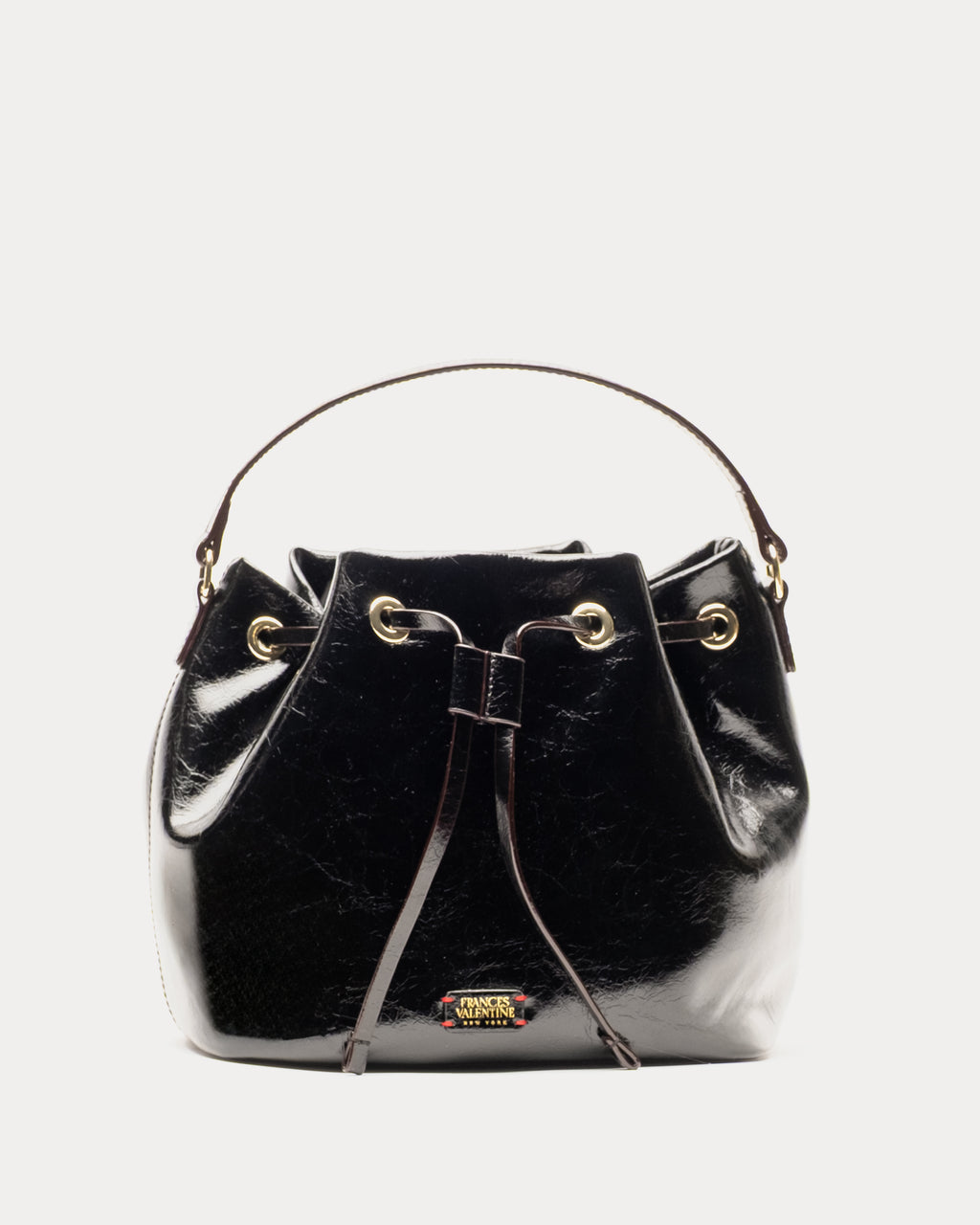 Medium Minnie Bucket - Crinkled Leather Black – Frances Valentine