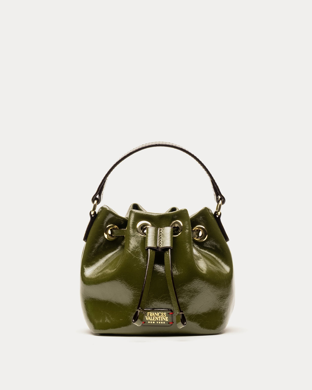 Minnie Bucket - Crinkled Leather Olive – Frances Valentine