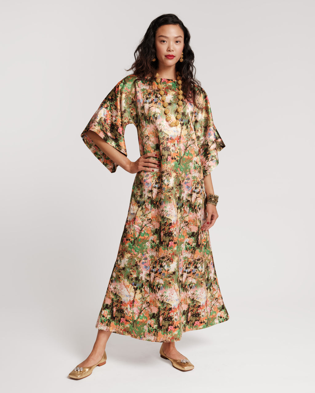 Spinnaker Satin Maxi Dress Monet Print – Frances Valentine