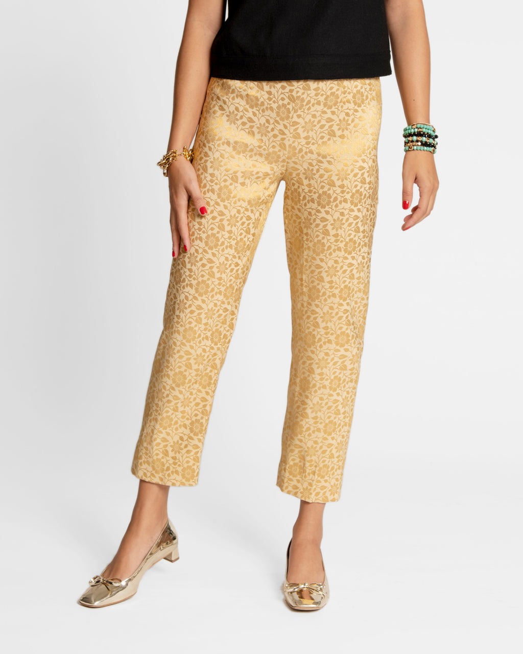 Petrie Pant Floral Jacquard Gold