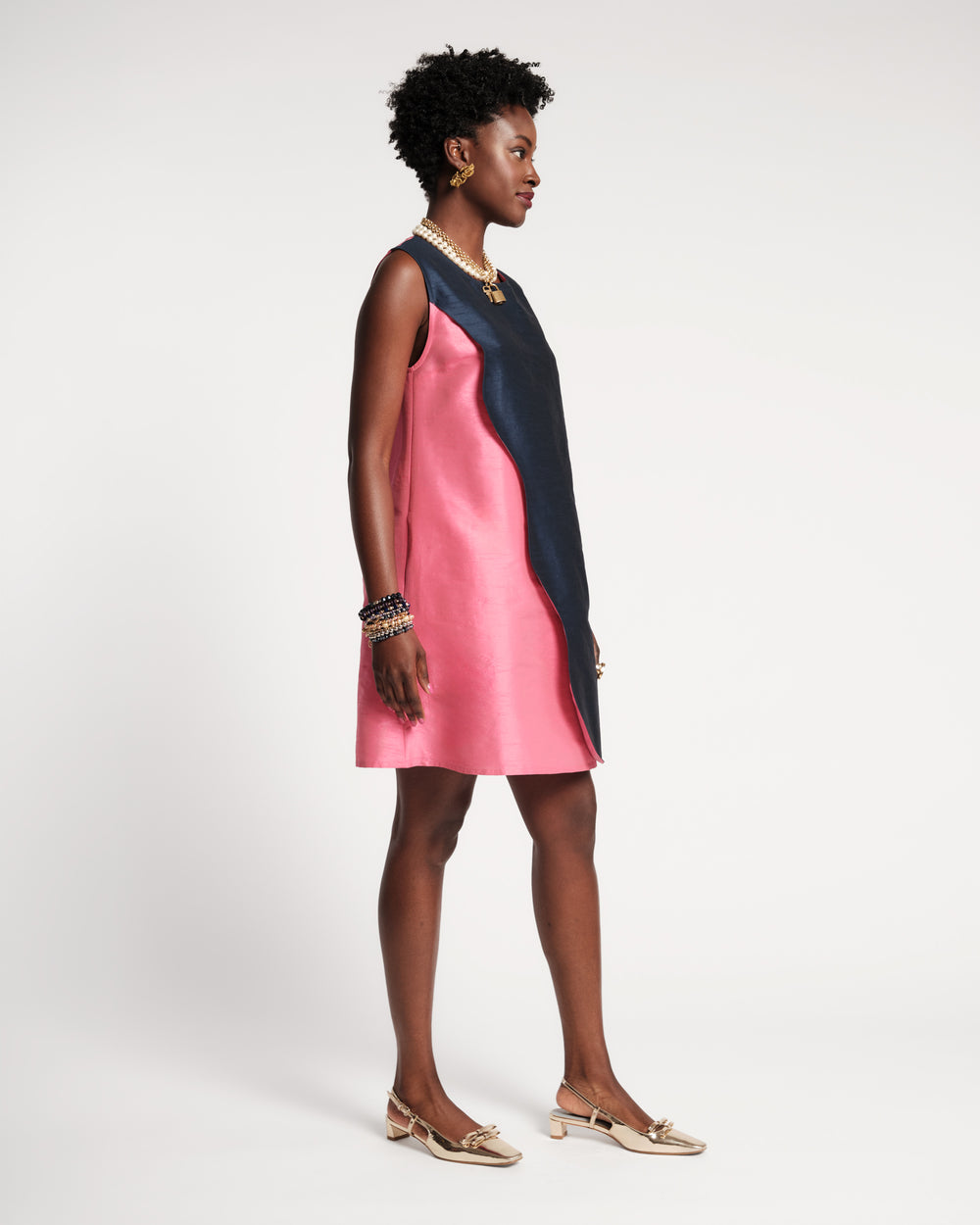 Wave Mini Dress - Navy/Pink Dresses Frances Valentine