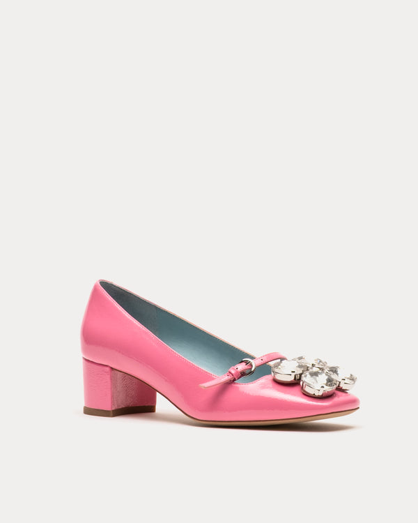 Josephine Heel - Crinkled Leather Pink - Frances Valentine