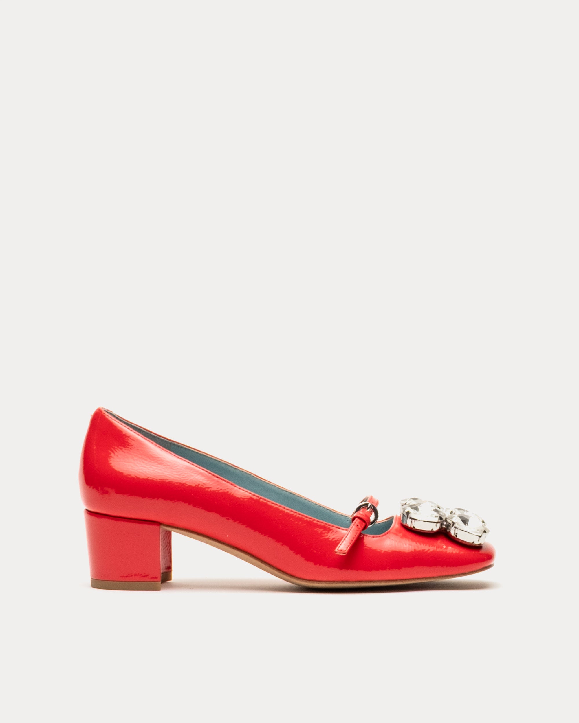 Josephine Heel - Crinkled Leather Red – Frances Valentine