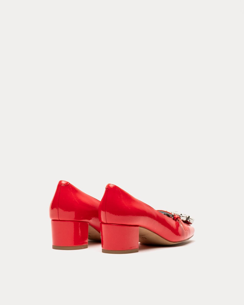 Josephine Heel - Crinkled Leather Red - Frances Valentine