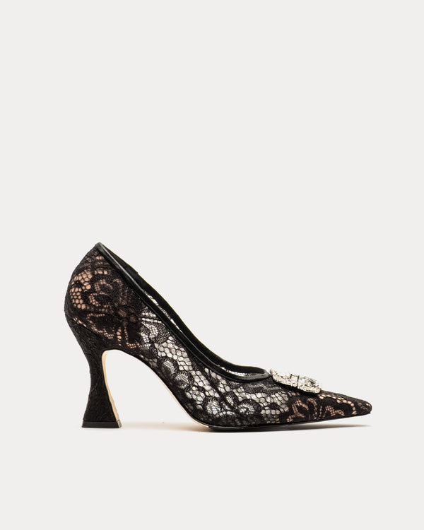 Lydia Heel - Swiss Lace Black - Frances Valentine