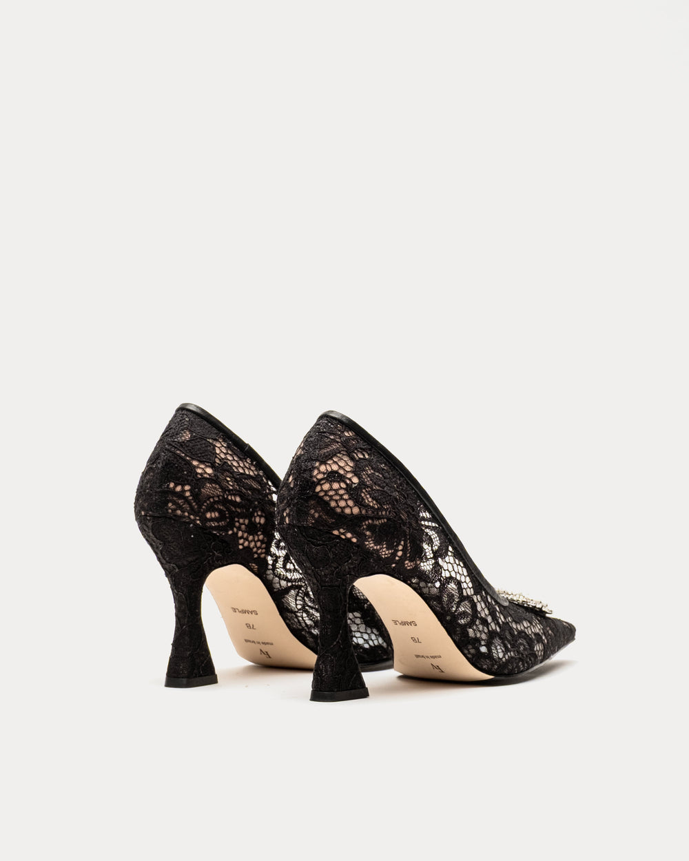 Lydia Heel - Swiss Lace Black - Frances Valentine
