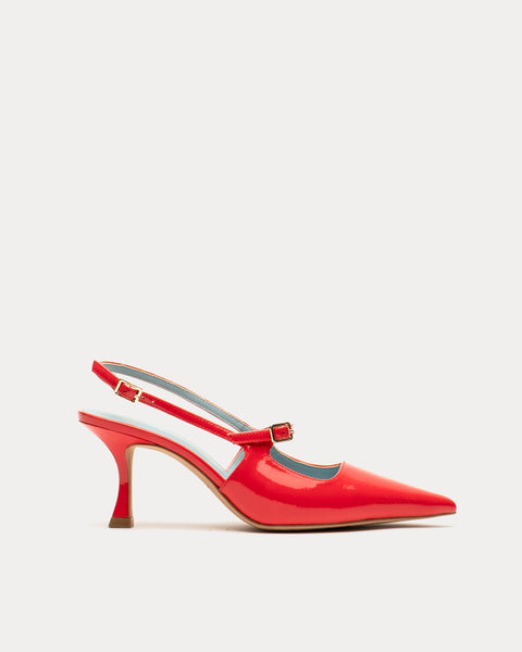 Vivi Pump - Crinkled Leather Geranium – Frances Valentine
