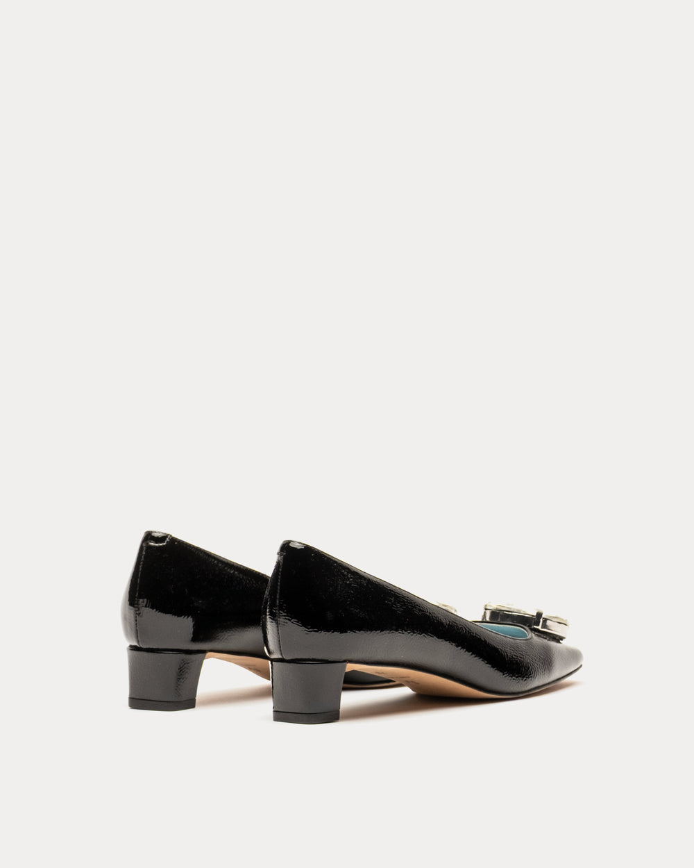 Mary Mod Heel - Crinkled Leather Black - Frances Valentine