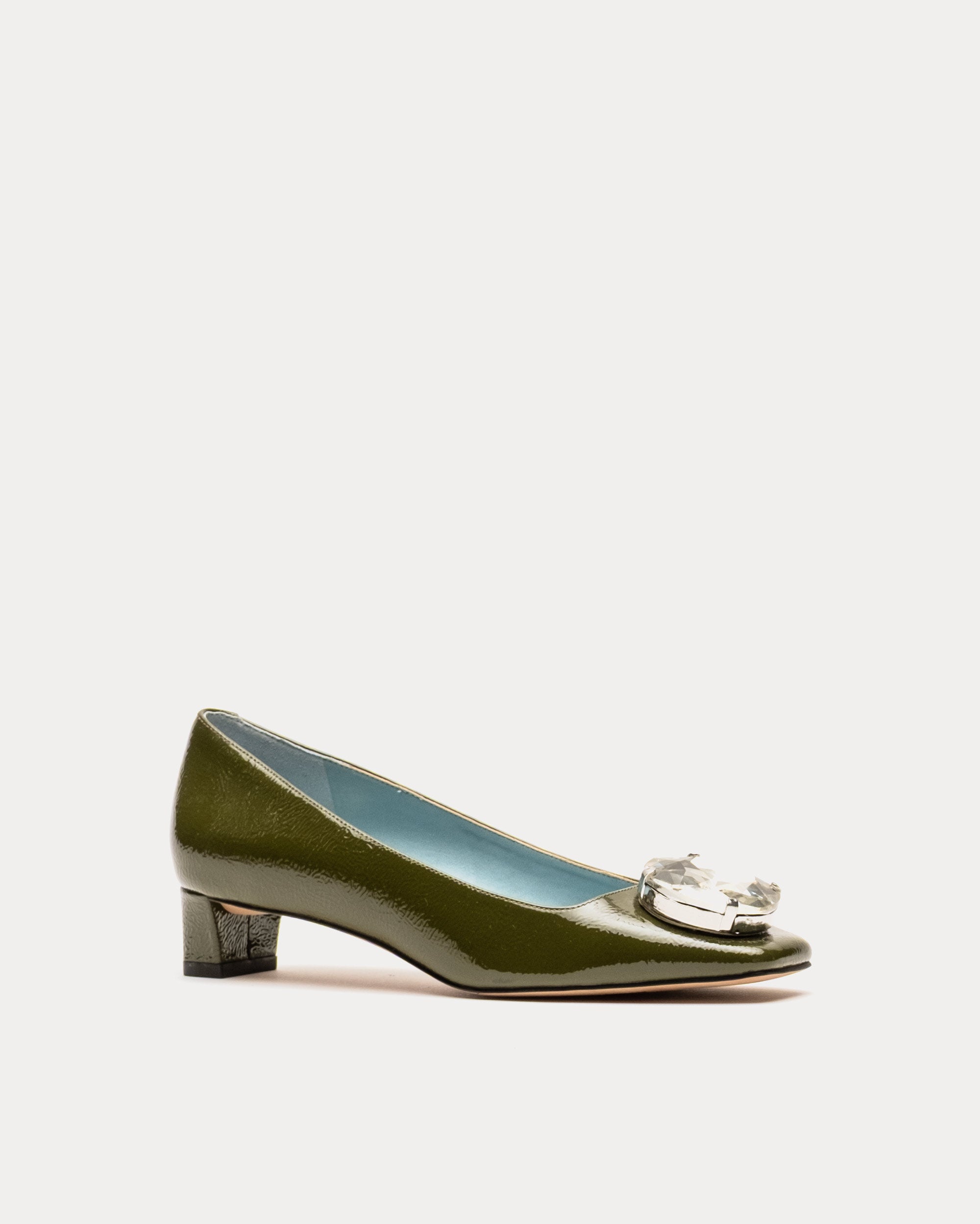 Mary Mod Heel - Crinkled Leather Olive – Frances Valentine