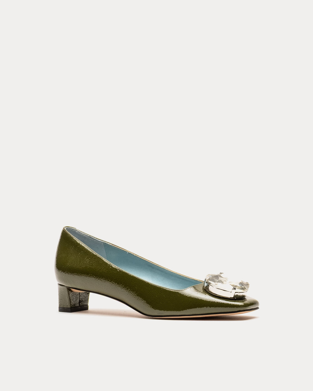 Mary Mod Heel - Crinkled Leather Olive - Frances Valentine