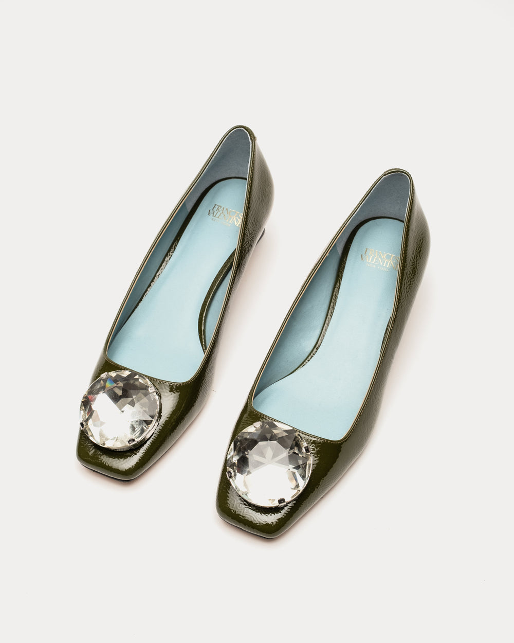 Mary Mod Heel - Crinkled Leather Olive - Frances Valentine