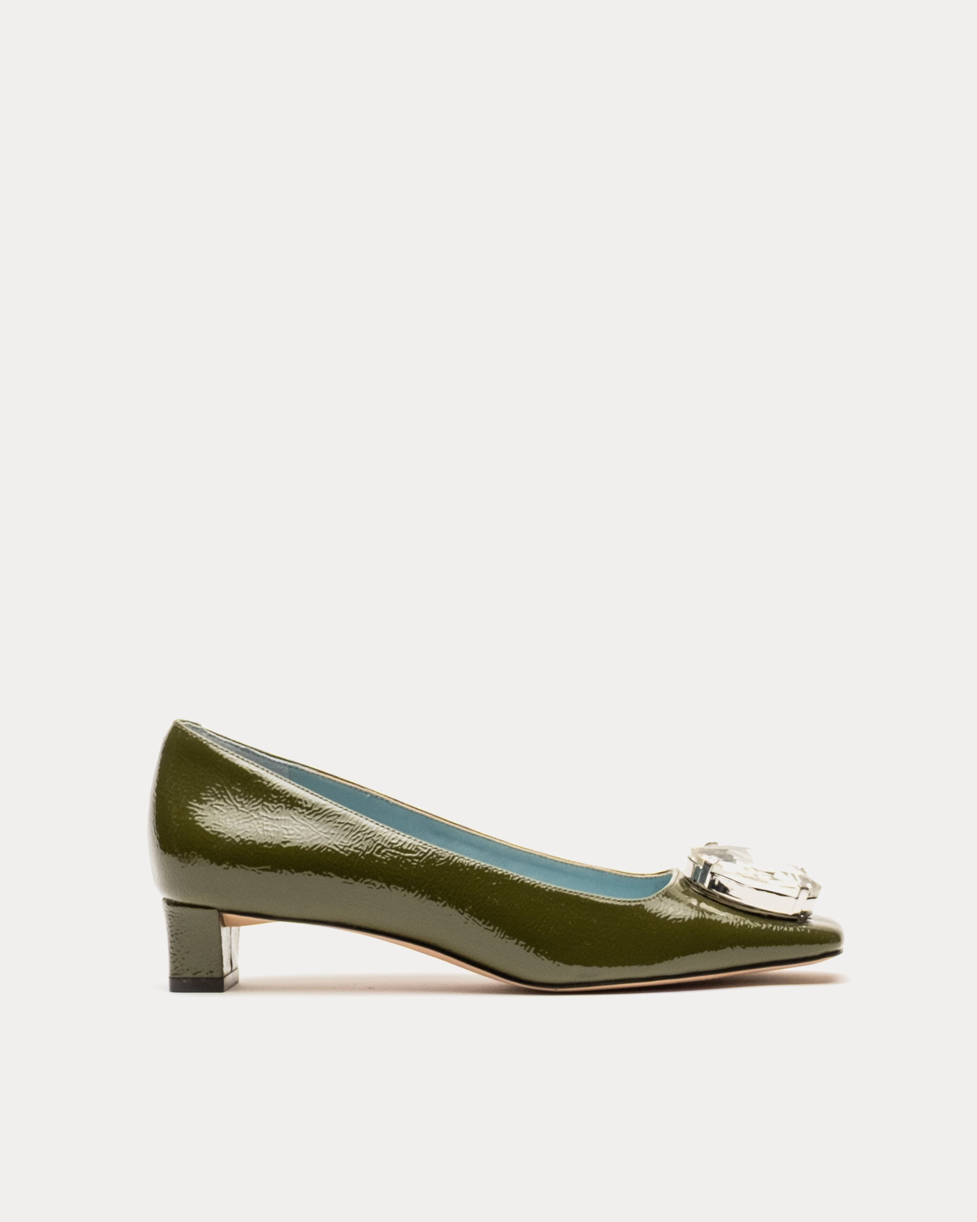 メリー花子 Mary Mod Heel - Crinkled Leather Olive – Frances Valentine