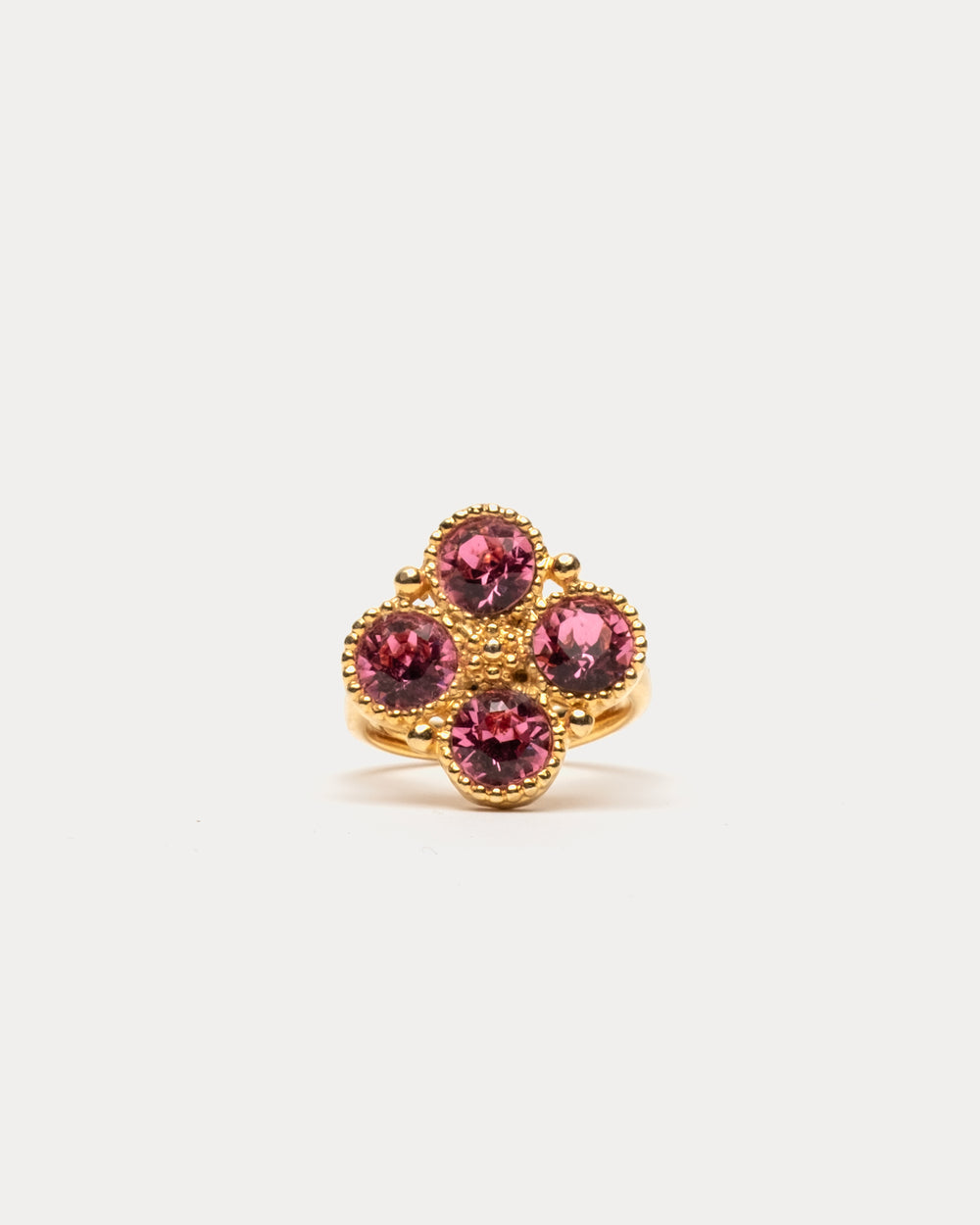 4 Faceted Pink Stone Ring - Pink