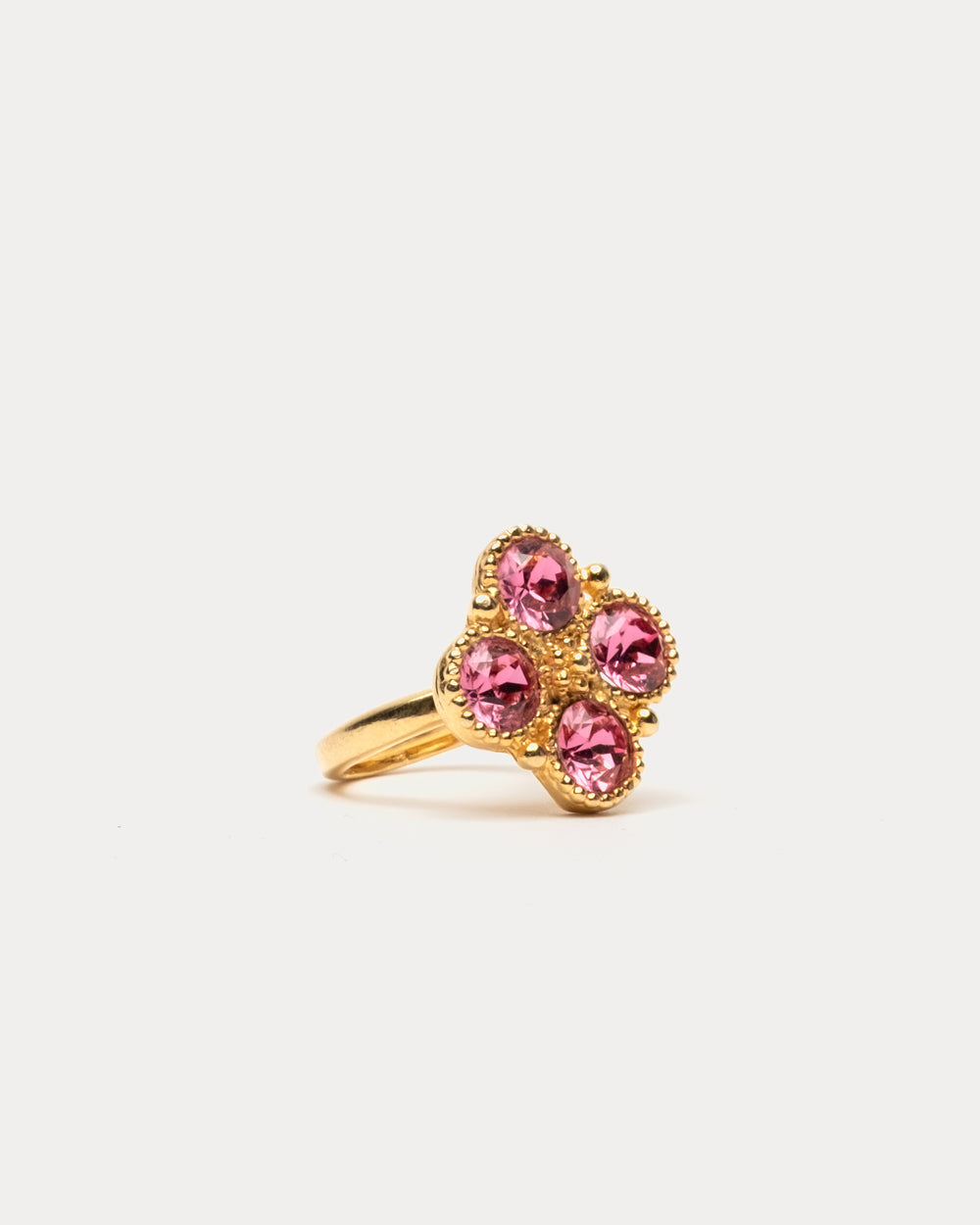 4 Faceted Pink Stone Ring - Pink