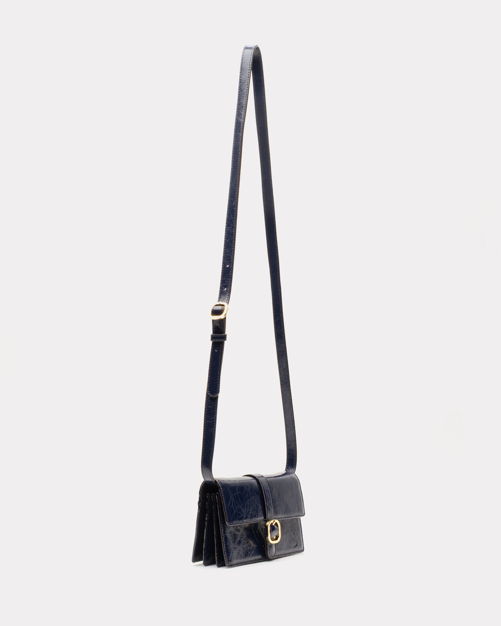 Accordian Wallet - Crinkled Leather Navy - Frances Valentine