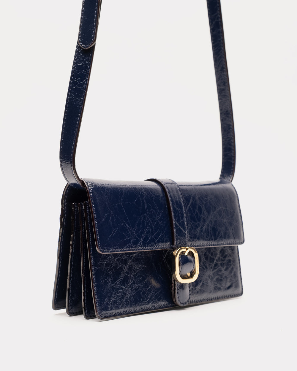 Accordian Wallet - Crinkled Leather Navy - Frances Valentine