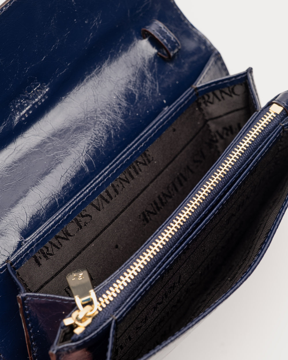 Accordian Wallet - Crinkled Leather Navy - Frances Valentine