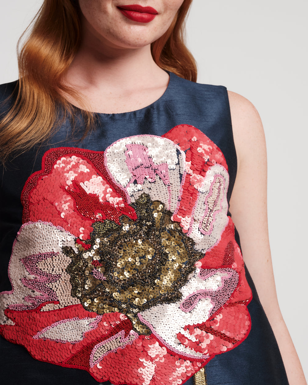 Alice Shift Dress - Paradise Poppy Navy - Frances Valentine