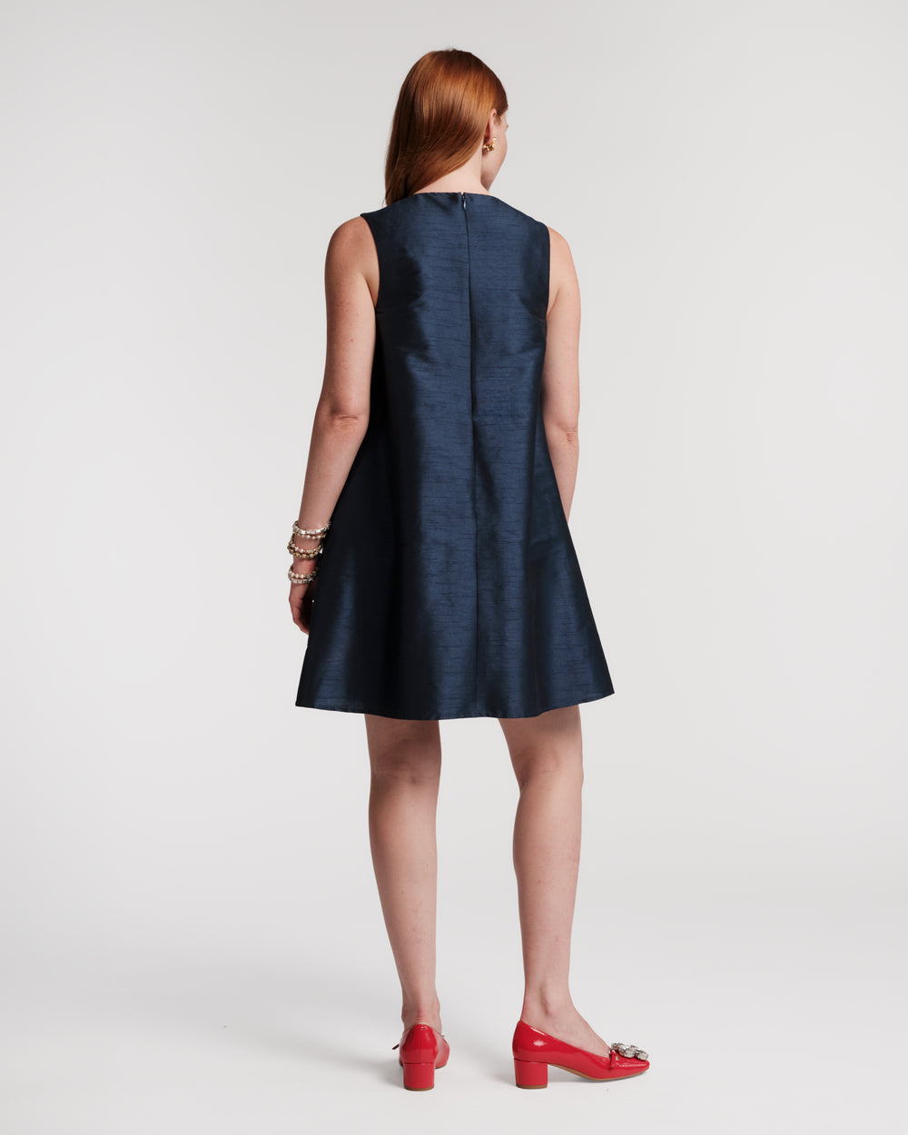 Alice Shift Dress - Paradise Poppy Navy - Frances Valentine
