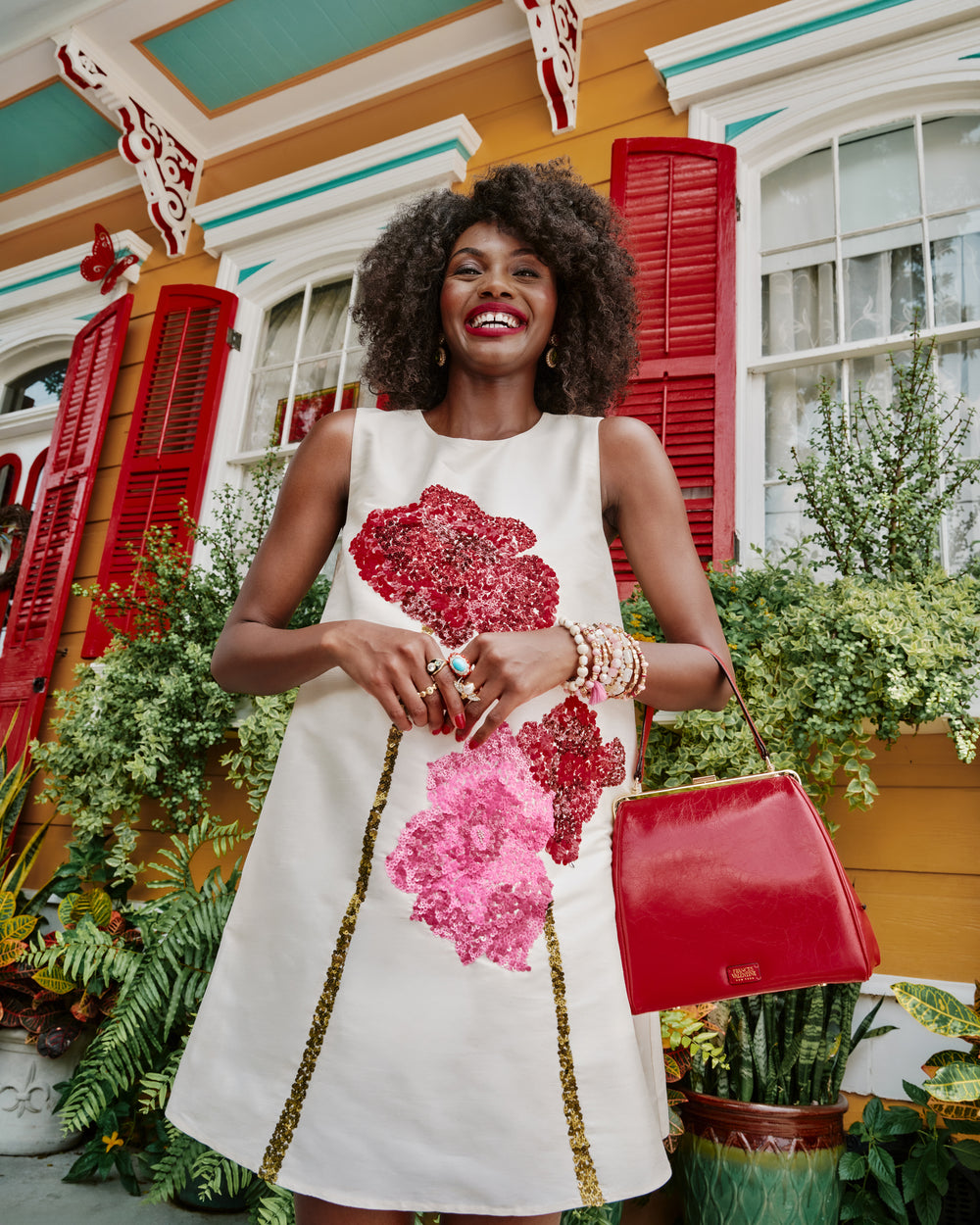 Katherine Frame Bag - Crinkled Leather Red Frame Bag Frances Valentine