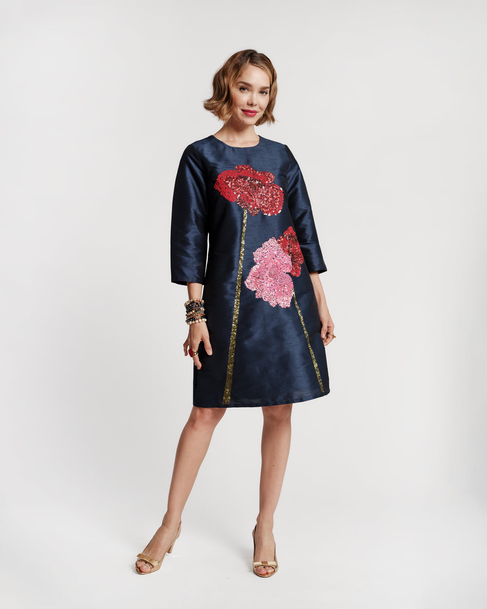 Sleeved Alice Dress - Navy Dresses Frances Valentine