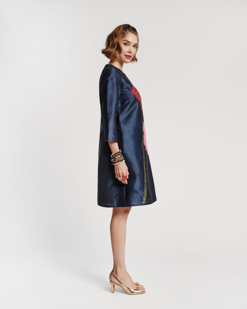 Sleeved Alice Dress - Navy Dresses Frances Valentine
