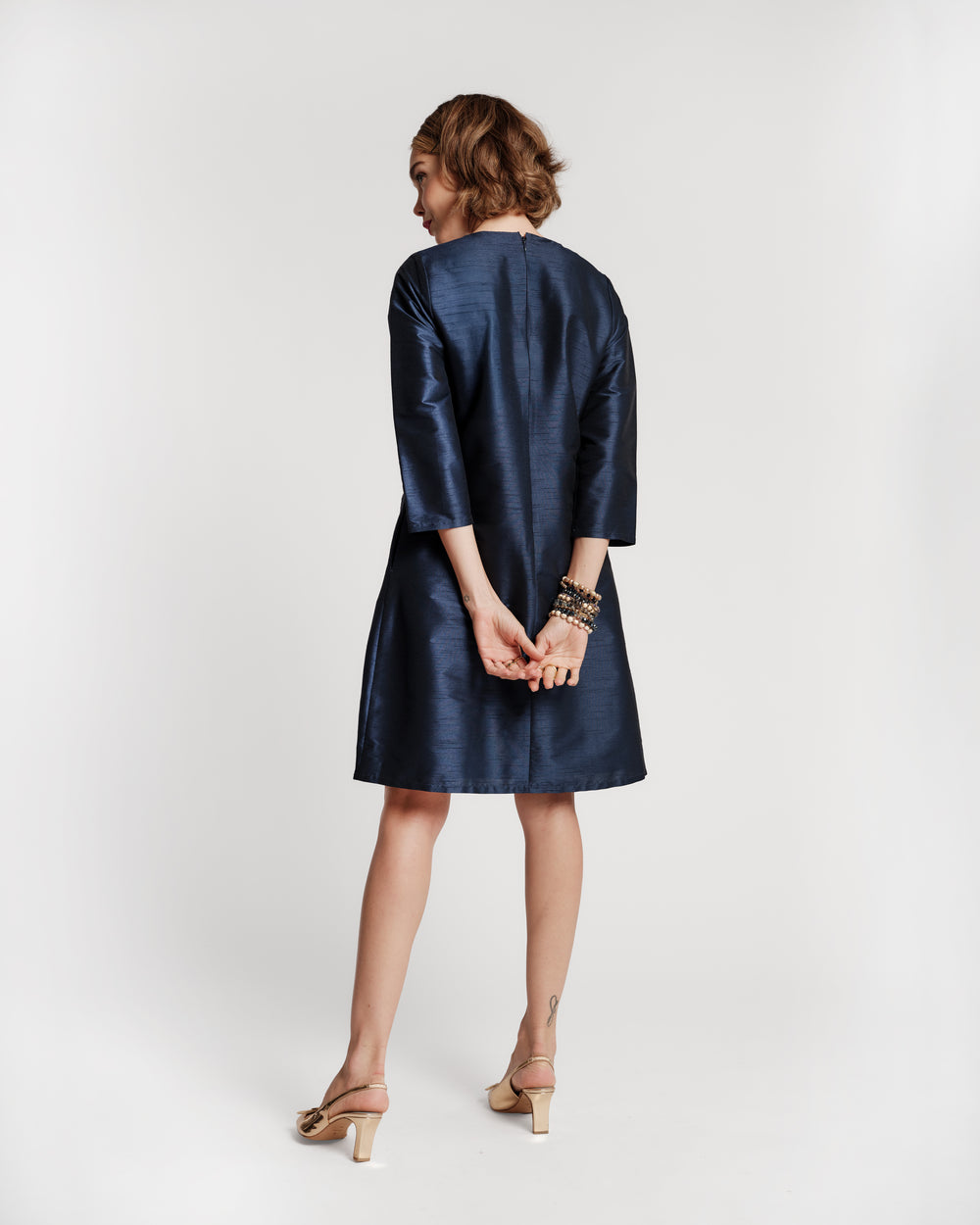 Sleeved Alice Dress - Navy Dresses Frances Valentine