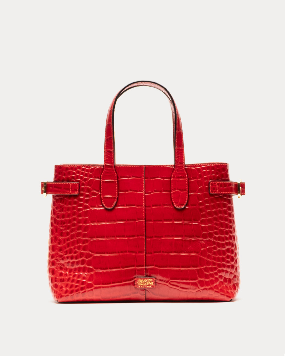 Amalie Tote - Croc Emboss Red - Frances Valentine