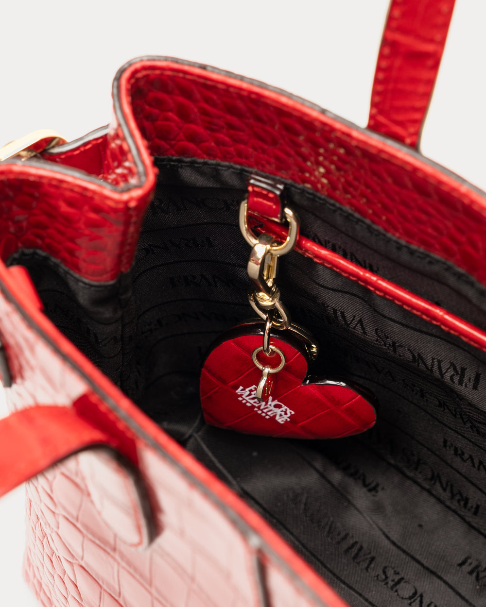 Amalie Tote - Croc Emboss Red - Frances Valentine