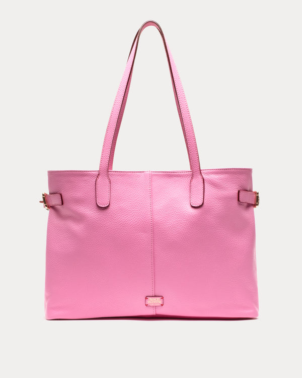 Large Amalie Tote Tumbled Leather Leather Pink OS Frances Valentine