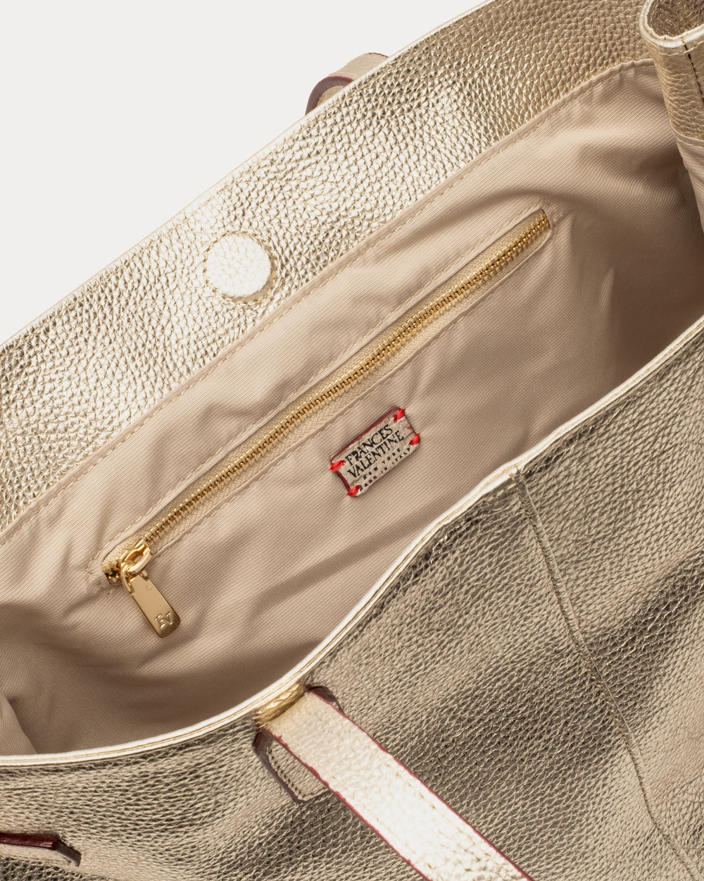 Large Amalie Tote - Tumbled Leather Platino Handbag Frances Valentine