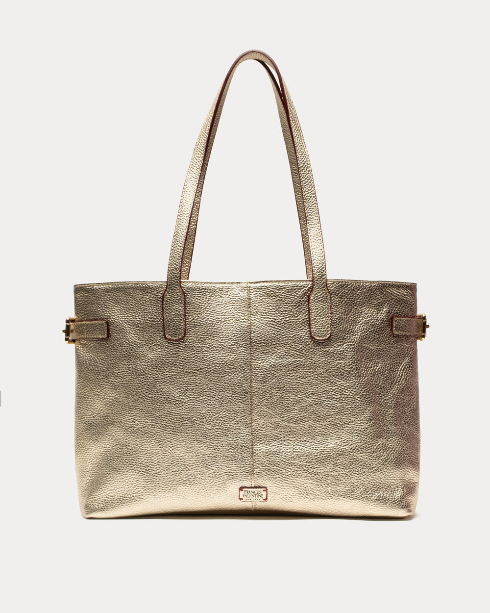 Large Amalie Tote - Tumbled Leather Platino Handbag Frances Valentine