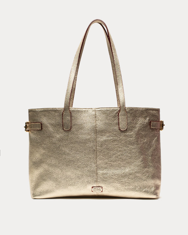 Large Amalie Tote - Tumbled Leather Platino Handbag Frances Valentine