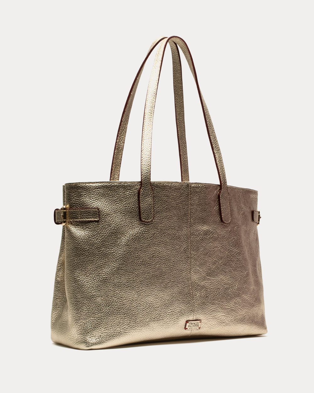 Large Amalie Tote - Tumbled Leather Platino Handbag Frances Valentine