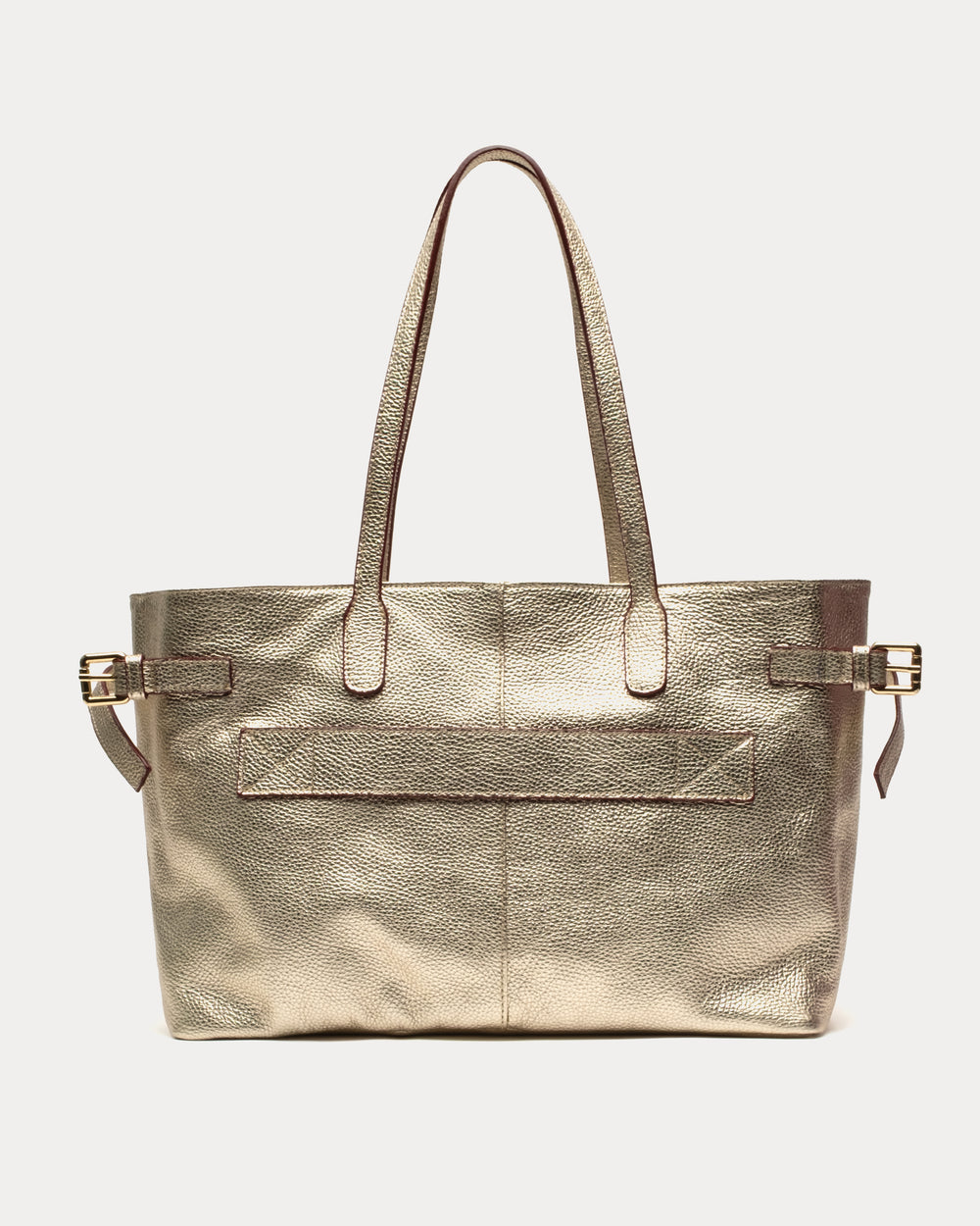 Large Amalie Tote - Tumbled Leather Platino Handbag Frances Valentine