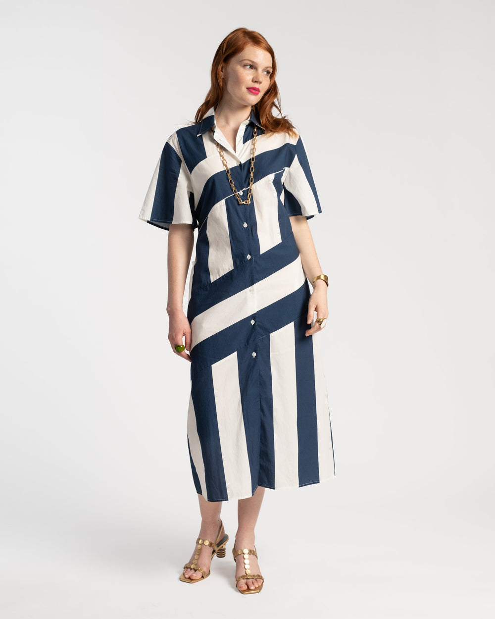Amanda Shirtdress Stripe Navy White Dresses Frances Valentine