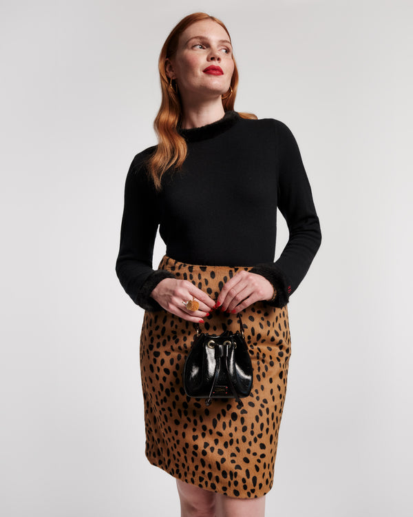 Blaine Skirt - Cheetah Faux Fur Skirts Frances Valentine