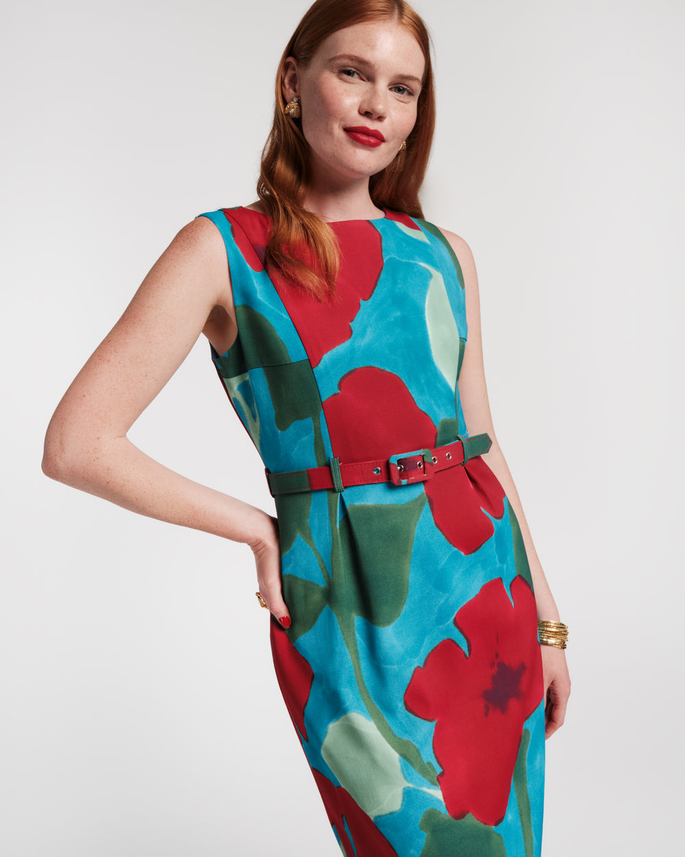 Audrey Belted Midi Dress - Floating Floral - Frances Valentine