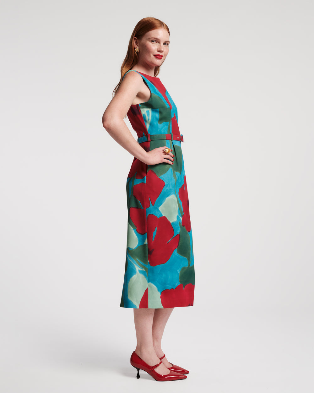 Audrey Belted Midi Dress - Floating Floral - Frances Valentine