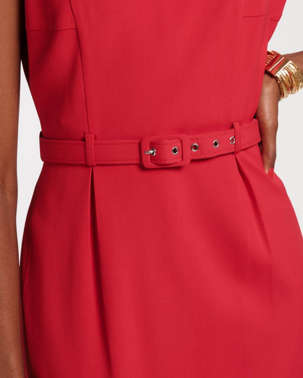 Audrey Belted Midi Dress - Red - Frances Valentine