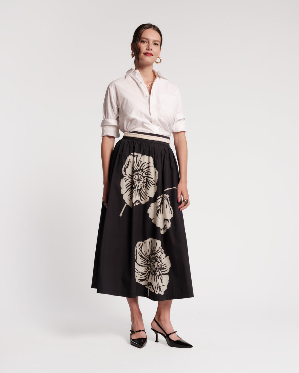 Phoebe Midi Skirt - Carefree Chrysanthemum Skirts Frances Valentine