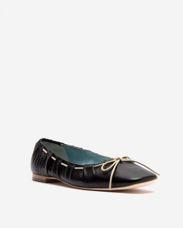 Ava Ballerina Flat - Nappa Leather Black Flats Frances Valentine