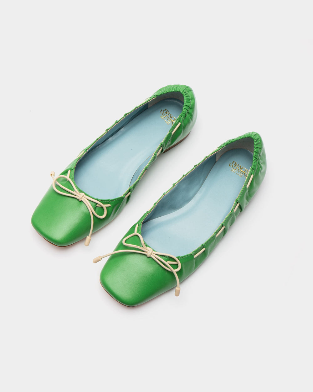 Ava Ballerina Flat - Nappa Leather Green Flats Frances Valentine