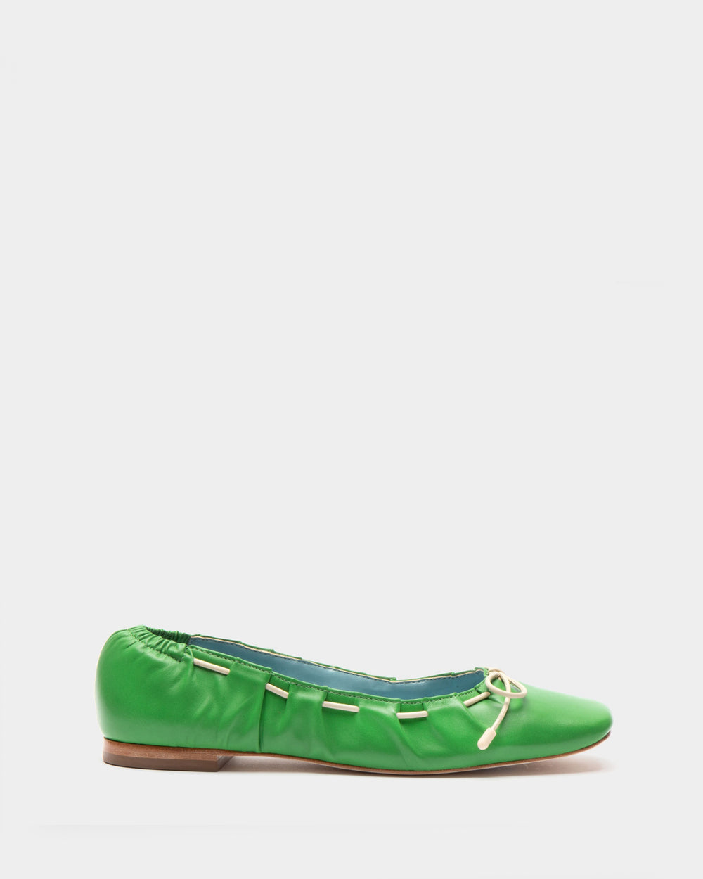 Ava Ballerina Flat - Nappa Leather Green Flats Frances Valentine