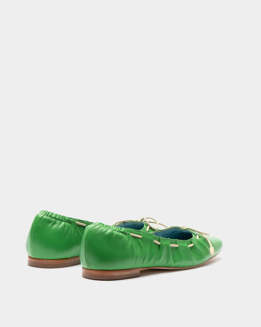 Ava Ballerina Flat - Nappa Leather Green Flats Frances Valentine