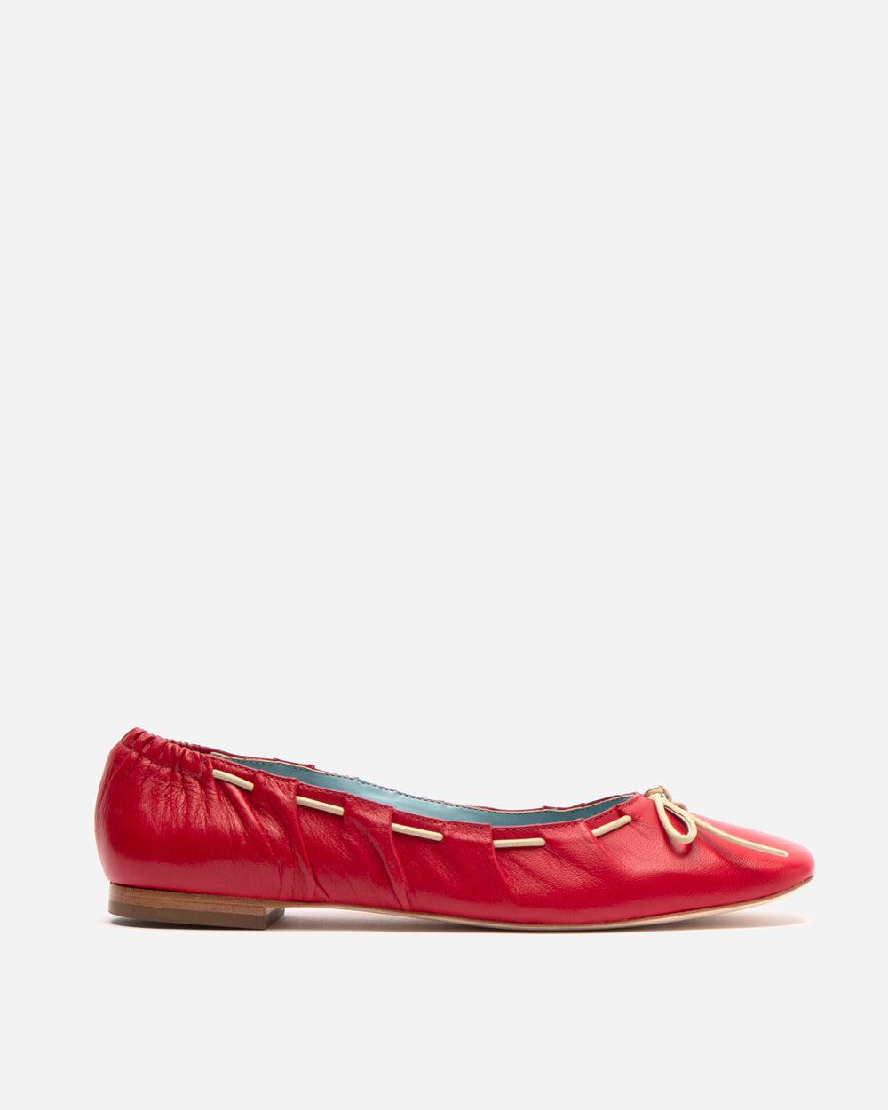 Ava Ballerina Flat - Nappa Leather Red Flats Frances Valentine