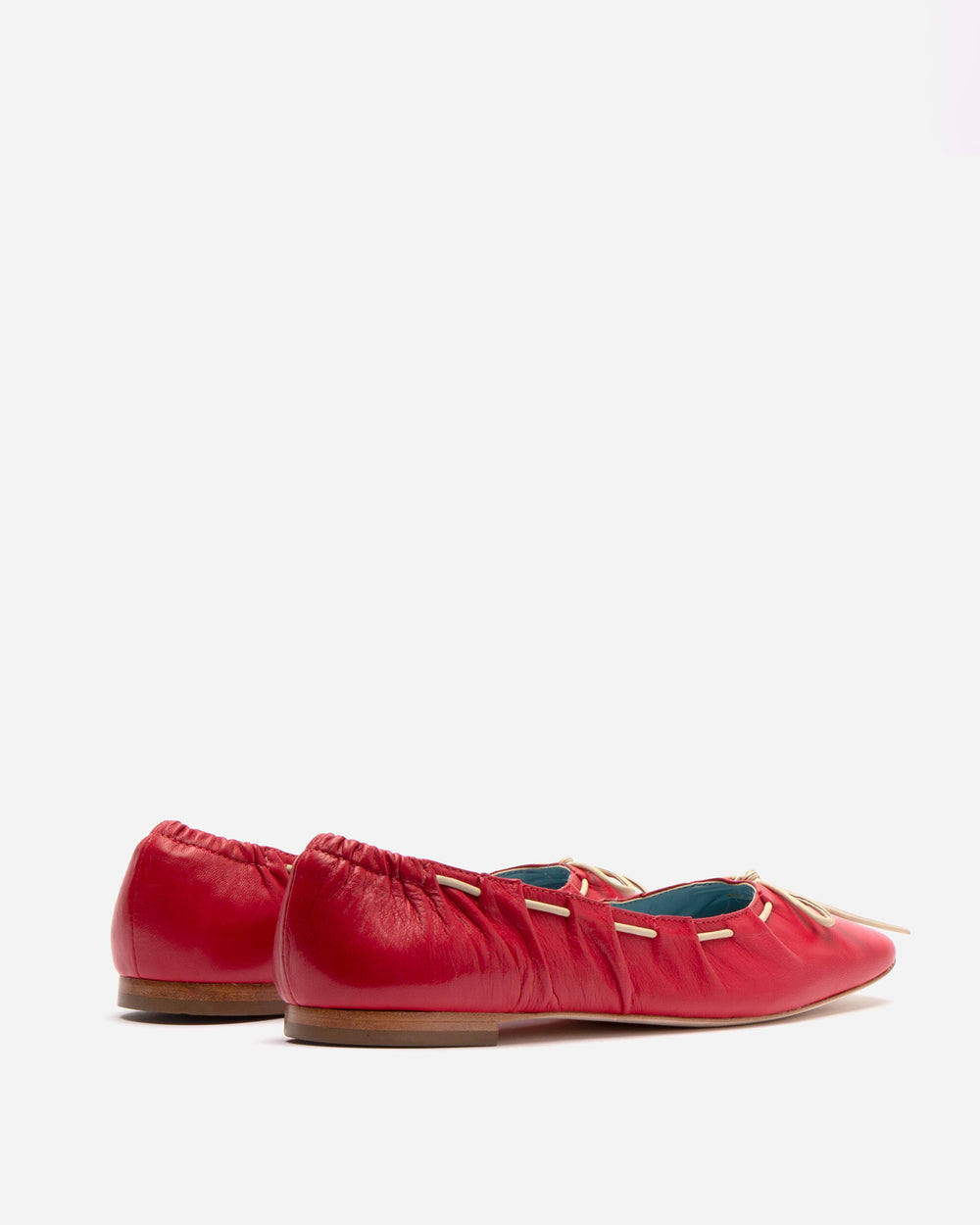 Ava Ballerina Flat - Nappa Leather Red Flats Frances Valentine
