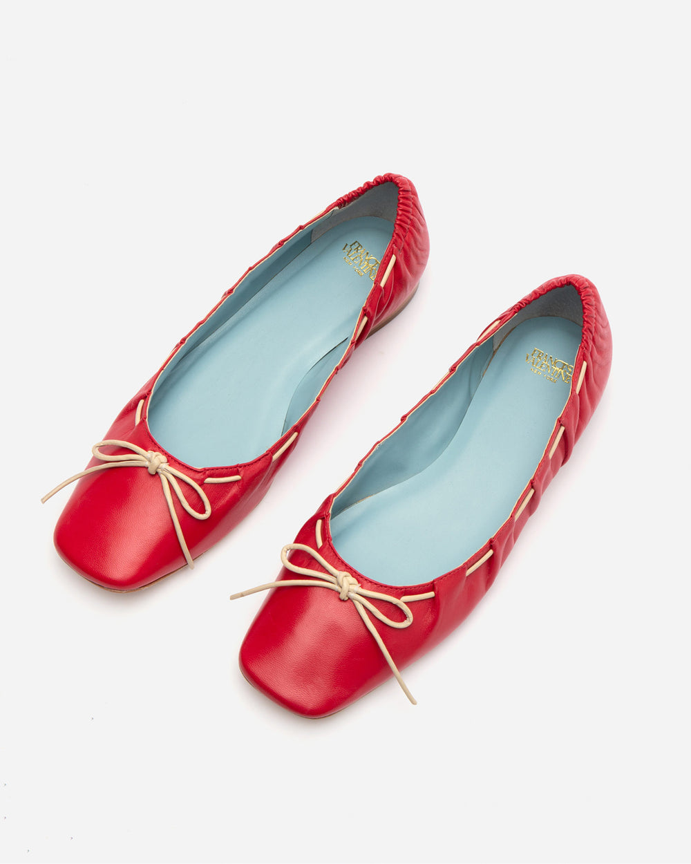 Ava Ballerina Flat - Nappa Leather Red Flats Frances Valentine