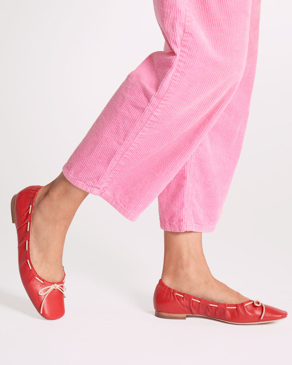 Ava Ballerina Flat - Nappa Leather Red Flats Frances Valentine