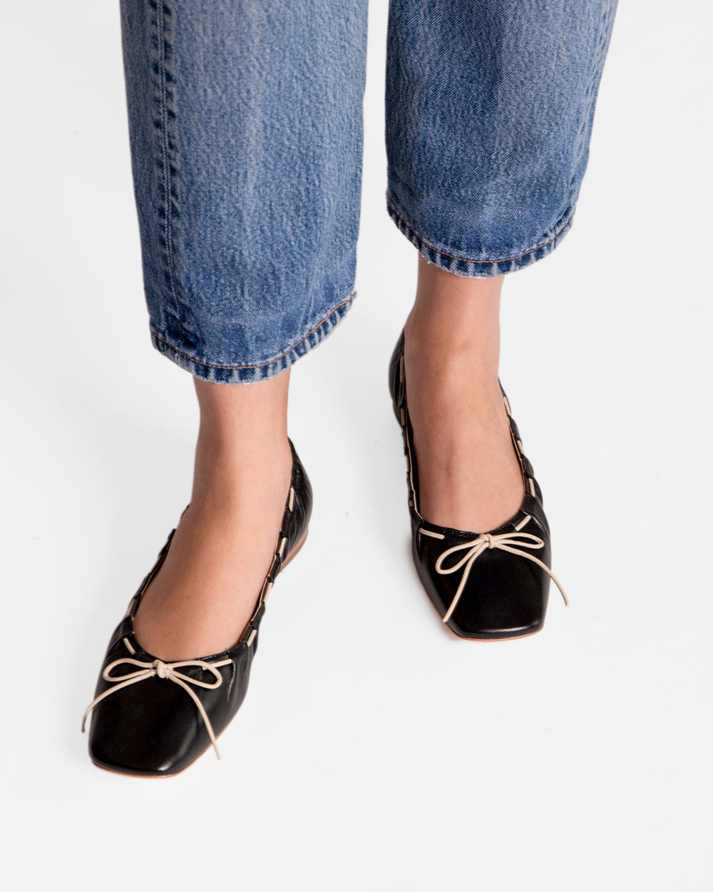 Ava Ballerina Flat - Nappa Leather Black Flats Frances Valentine